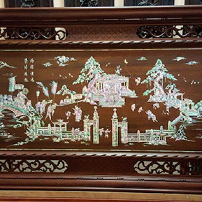 Tranh vinh quy bái tổ khảm ốc
