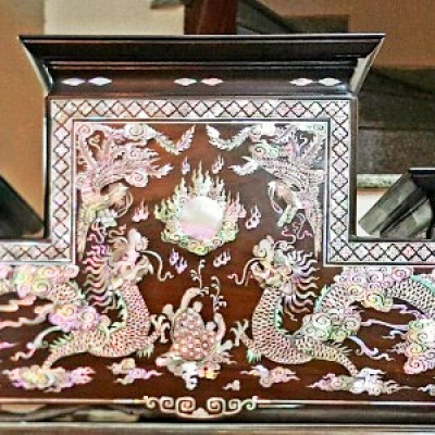 Tam sơn gỗ trắc khảm ốc