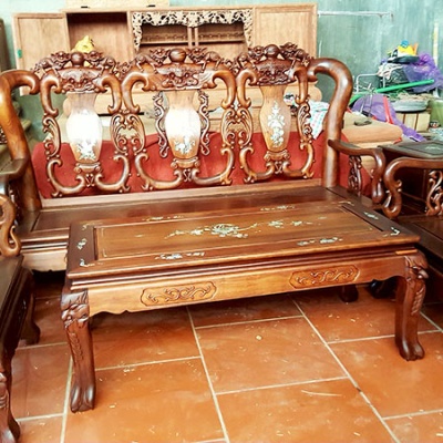Bộ bàn ghế quốc nghê gỗ gụ