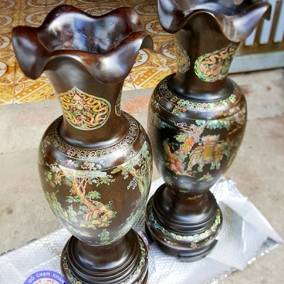 Lọ hoa khảm ốc gỗ chiu liu