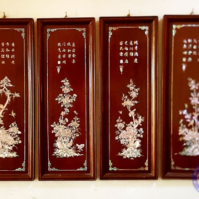 Tranh tứ quý khảm ốc xuân hạ thu đông