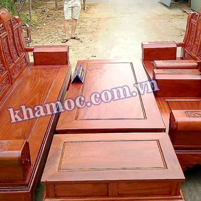 Bộ bàn ghế như ý voi gỗ hương vân