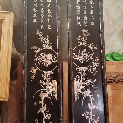 Câu đối gỗ trắc trúc