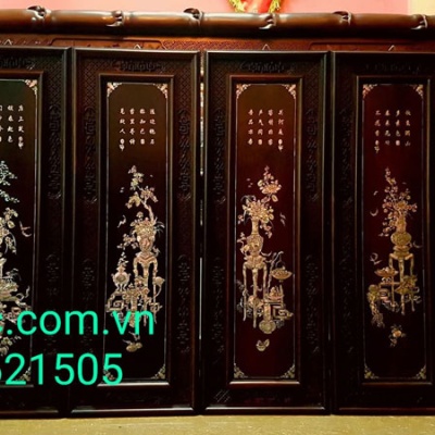 Tranh tứ quý gỗ trắc khảm ốc
