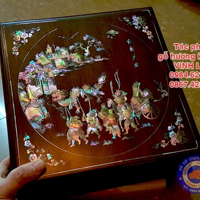 Hộp gỗ hương khảm ốc, tích trung thu long hội