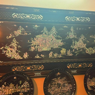 Tranh gỗ gụ khảm ốc tích  