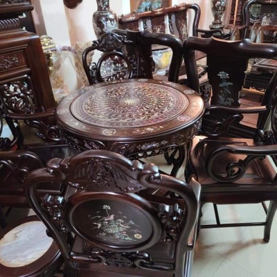 Bộ bàn ghế quốc rơi khảm ốc độc đáo 