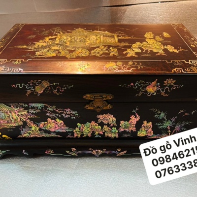 hộp trang sức gỗ trắc khảm ốc 