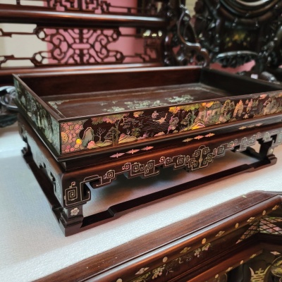 khay trà gỗ trắc khảm ốc