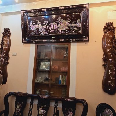 Đôi câu đối quả bầu khảm ốc 